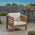 thumbnail image 4 of GDF Studio Cascada Outdoor Acacia Wood Club Chair with Cushion, Teak and Beige, 4 of 11