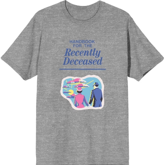 Beetlejuice Handbook For The Recently Deceased Men's Heather Gray Crew Neck Short Sleeve Tee-Medium