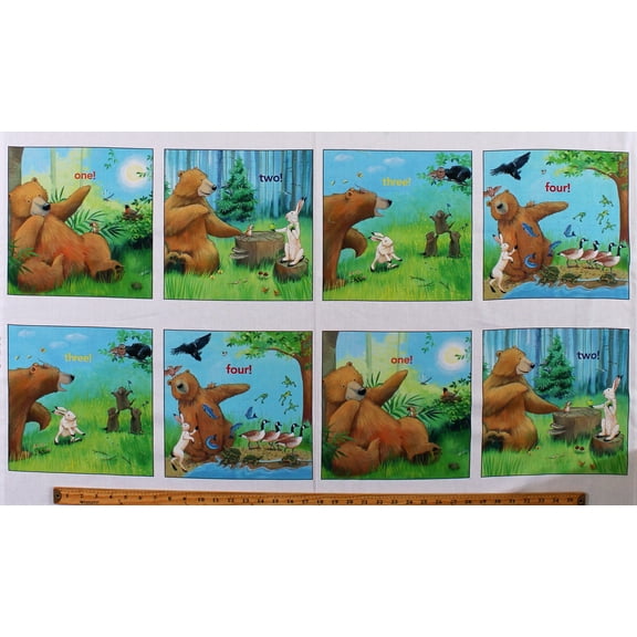 24.5" X 44" Panel Adventures of Bear & Friends Animals Kids Cotton Fabric Panel (12001MULTI)