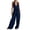 Navy, variant on Women's Sleeveless Halter Wide Leg Jumpsuits Deep V Neck High Waist Flowy Romper with Pockets Casual Beach Travel Outfit Navy