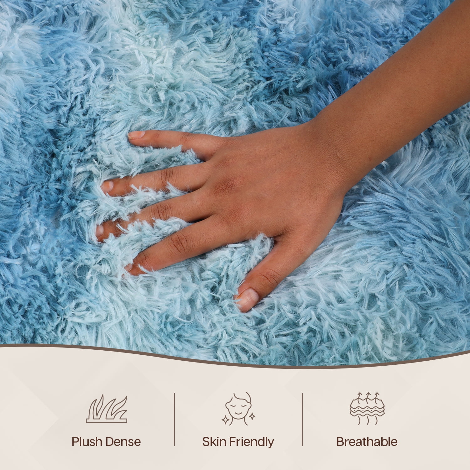 Moonlight20015 Area Rug 8x10ft non-slip Soft Fluffy Shaggy for Living Room Bedroom Décor Tye Dye Teal