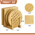 thumbnail image 3 of Bamboo Trivet with Stand -Heat Resistant Pot Holders for Kitchen,Multi-Purpose Hot Pads,Hot Plate Mats,Large Stove Mat-Air Fryer Accessories and Trivets for Hot Dishes,8PCS, 3 of 6