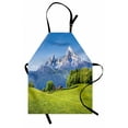 thumbnail image 1 of Europe Apron Blooming Flowers Snowcapped Mountain Tops in Background National Park Bavaria, Unisex Kitchen Bib Apron with Adjustable Neck for Cooking Baking Gardening, Green Sky Blue, by Ambesonne, 1 of 3