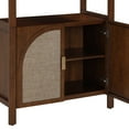 thumbnail image 6 of Nathan James Paxton Boho Bookshelf Cabinet with Solid Wood Frame Rattan Bookshelf with Cabinet Base, Arched Bookcase Cabinet for Living Room or Home Office, Dark Acacia, 6 of 11