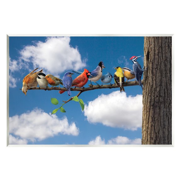 Stupell Industries Various Birds on Branch Animals & Insects Painting Unframed Art Print Wall Art, 15 x 10