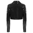 thumbnail image 4 of Sxiwei Women Fashion Patent Leather Short Jacket Suit Long Sleeve Cropped Coat for Music Band Party Black S, 4 of 7