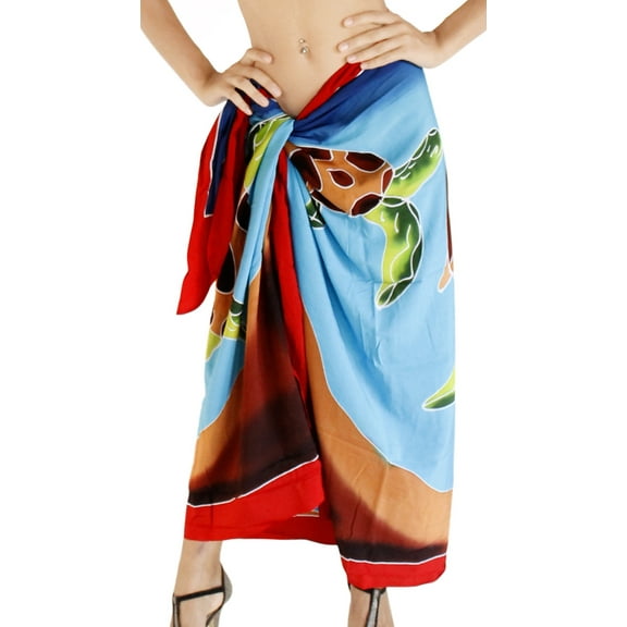 HAPPY BAY Women's Bikini Beach Wrap Swim Cover up Swimwear Summer Wraps Swimsuit Beachwear Sarong Coverups Skirts for Women One Size Red, Turtle