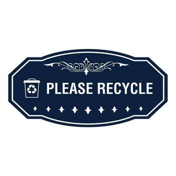 Signs ByLITA Victorian Please Recycle Sign (Navy Blue / White) - Large