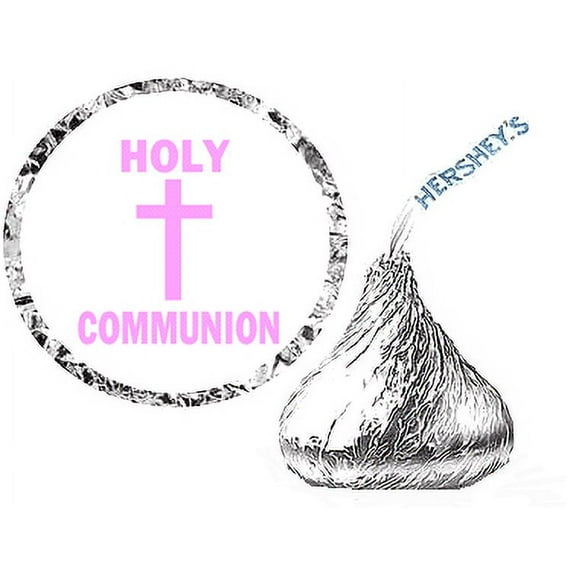 216 Holy Communion Hershey's Kisses Stickers / Labels -pink