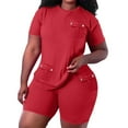 thumbnail image 2 of Baqcunre Womens Pajamas Workout Outfits for Women 2 Piece Casual Matching Sets Crop Tank High Waist Yoga Shorts Pajamas Set Outfits for Women Lounge Sets for Women Pajama Set Womens Clothes Red M, 2 of 6
