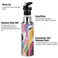 thumbnail image 3 of Yayeee 20oz Insulated Water Bottle Double Wall Stainless Steel with Flip Straw Lid, Colorful Black, 3 of 7