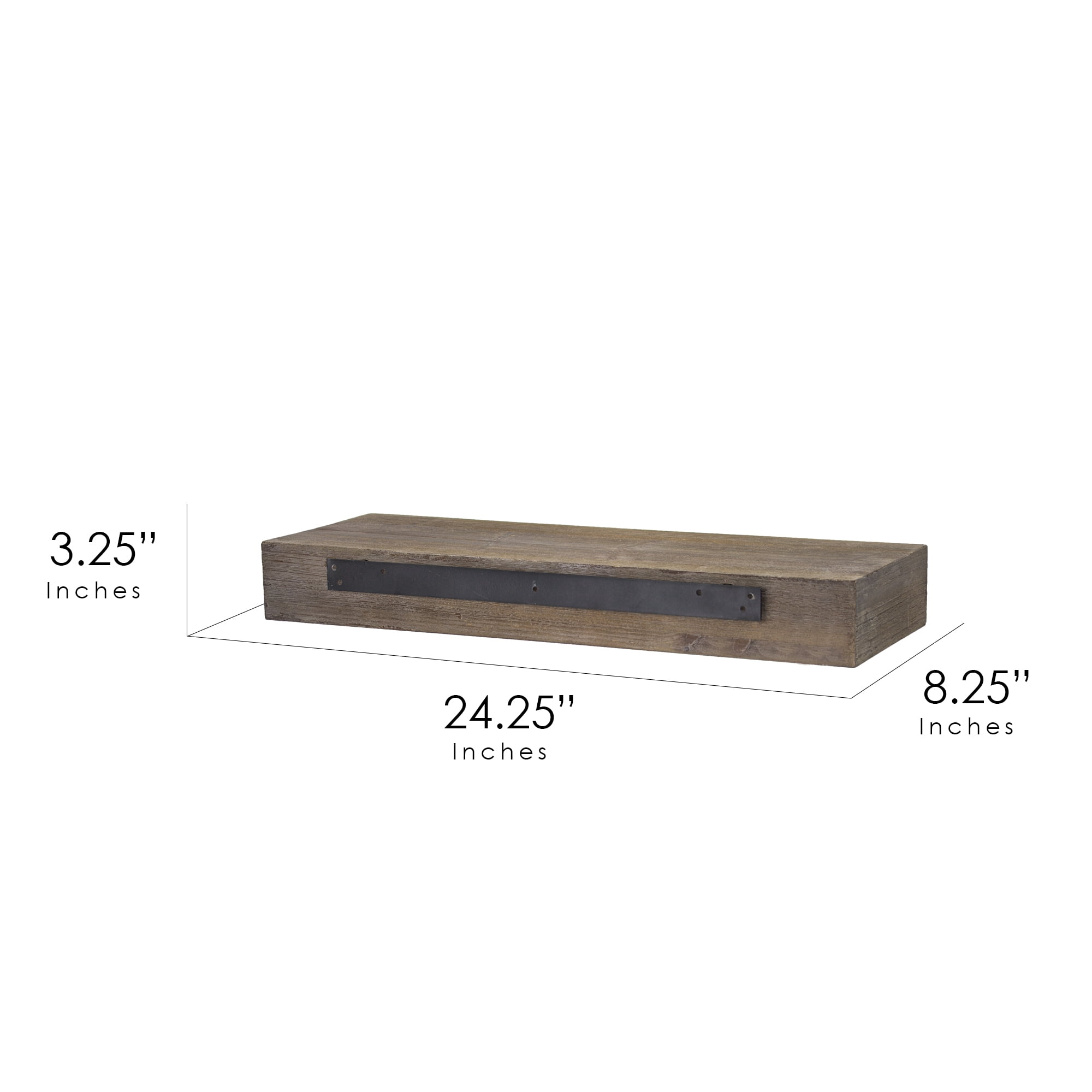 American Art Decor Rustic Wood Floating Wall Shelf Grey (Small) - 3.25" x 24.25" x 8.25"