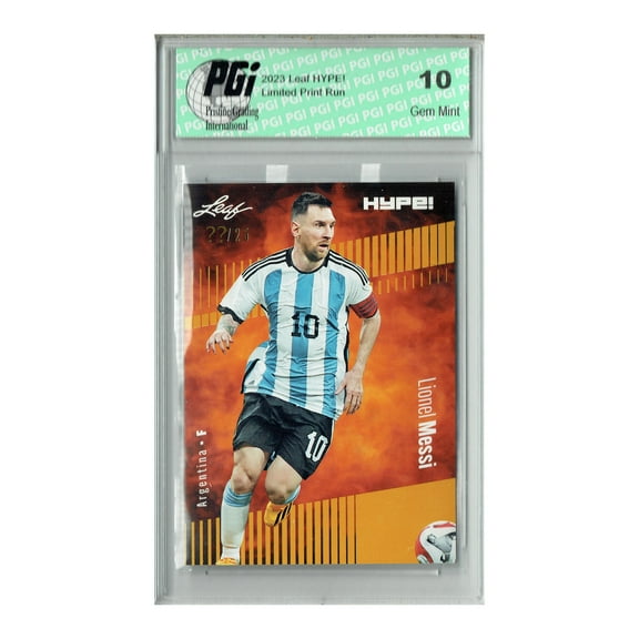 Lionel Messi 2023 Leaf HYPE! #130 Gold SP, Just 25 Made Rare Trading Card PGI 10