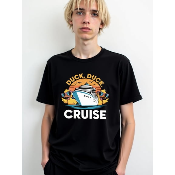 Duck Duck Cruise T-Shirt men's funny t shirts black funny limited edition Everyday and weekend wear Retro Unisex Shirt Graphic tshirts