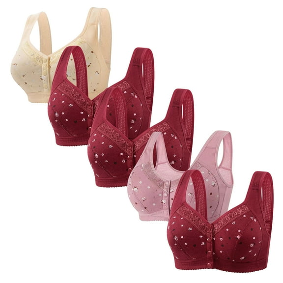 Lisbinx Plus Size Bras 5pc Woman's Comfortable Lace Breathable Bra Underwear No Rims Limited Time