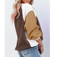 thumbnail image 3 of Sudadera de lana difusa con cuello redondo para mujer, informal, de moda, manga larga abombada, bloque de color, Tops, café, XXL, 3 of 6