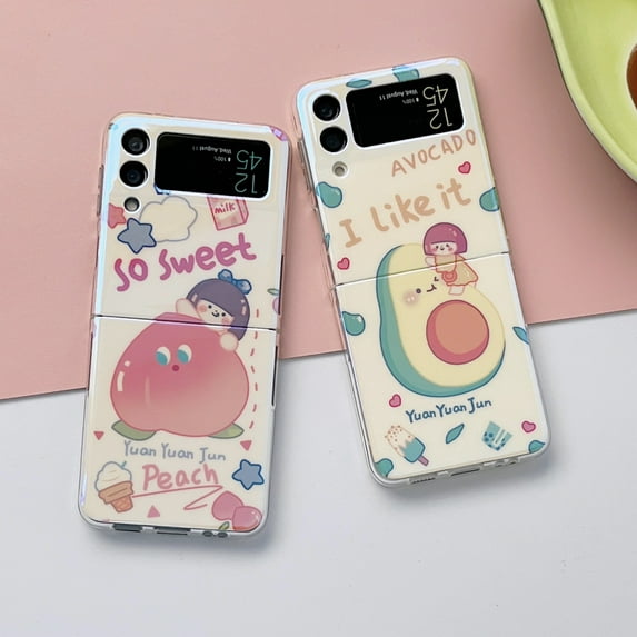 For Samsung Galaxy Z Flip4/Flip3 5G Phone Case,Shockproof Luxury Blu-ray Cute Cartoon Fruit Girl ,Silm PC Flip Case Cover