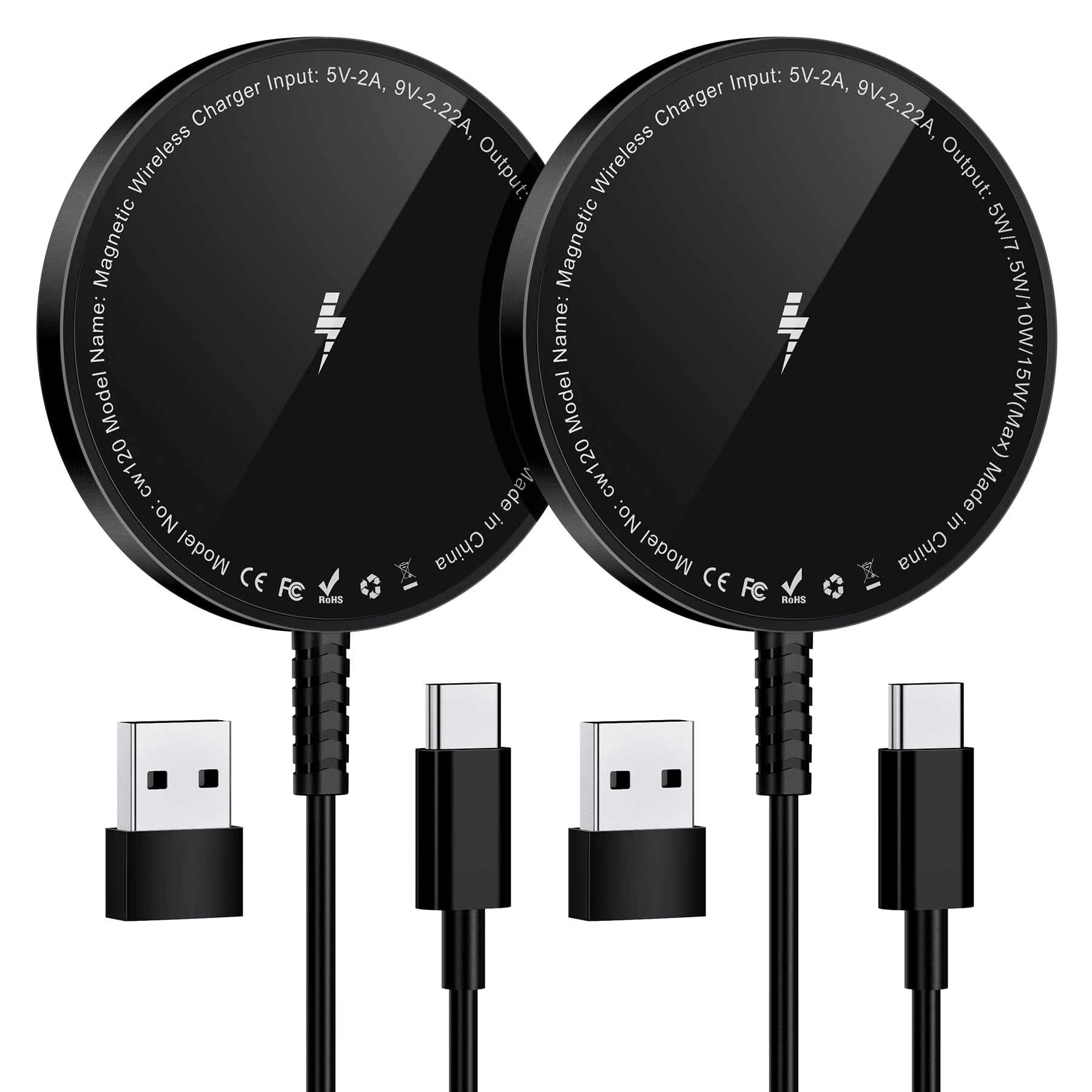 LujingZ Magnetic Wireless Charger - Compatible with iPhone 17/16/15/14/13/12 Series & Airpods 4/3/2 Pro - 15W Max Fast Charging, Strong Magnet, Dual USB - C/A Ports - Ideal for Home, Office, Travel