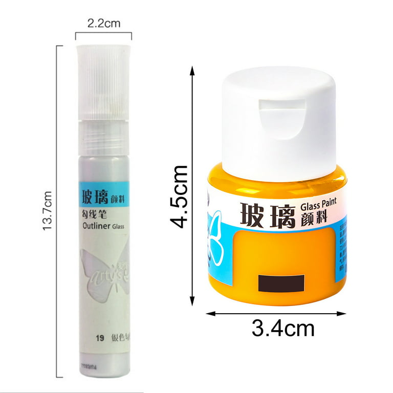 CuiYou 1 Set Glass Paint Bright Colors Convenient No Bake High Gloss Shinny  DIY Portable Gloss Finish Acrylic Enamel Craft Painting Coating for Student  