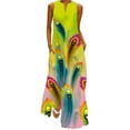 thumbnail image 1 of UKAP Summer V Neck Boho Kaftan Maxi Dresses for Women Beach Holiday Long Sundress Ladies Fashion Sleeveless Boho Dress with Pockets, 1 of 2
