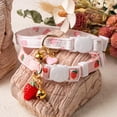 thumbnail image 5 of 2 Pack Cute Cat Collars with Strawberry & Heart Pendant - Cotton Breakaway Safety Collars for Kittens, Adjustable with Bell, Pink & White Style for Girl Cats, 5 of 7