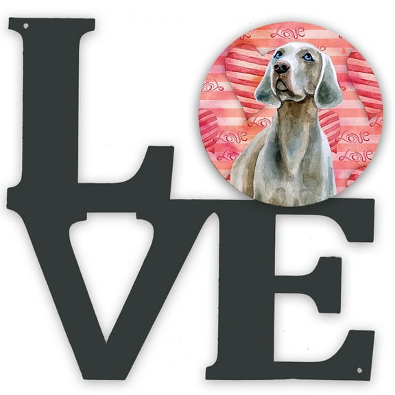 Weimaraner Love Metal Wall Artwork LOVE Red