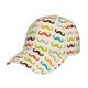 thumbnail image 1 of Fotbe Colorful Mustache Gorro Clásico de Béisbol, Gorra Ajustable con Broche Snapback, Gorro de Exterior de Algodón Suave, 1 of 6