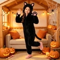 thumbnail image 3 of Faraee Kids Halloween Funny Pajamas 2-10 Years Flannel Fleece Black Leopard Hood Cat Costume Girls Boys Animal Cosplay Party One Piece Romper 2T 3T 4T 5T 6T, 3 of 7