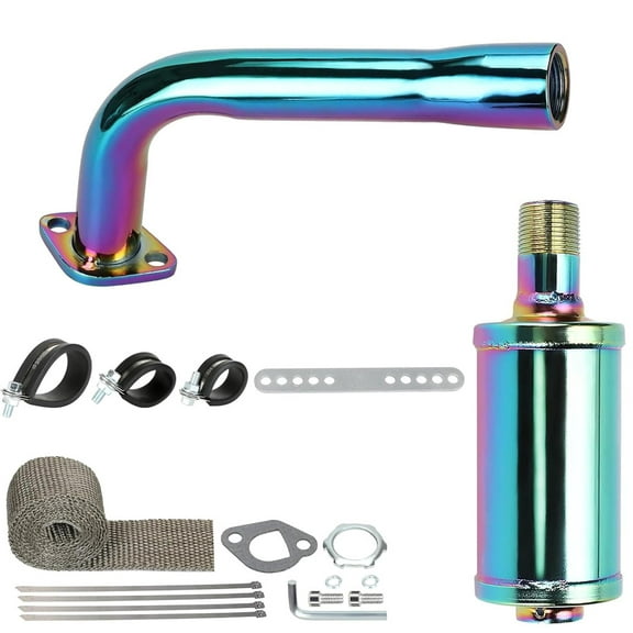 Thickened Colorful Exhaust Header Pipe Muffler with Heat Shield Tape Kit Fit For Non Hemi 6.5HP Predator 212cc 196cc GX160 GX200 Coleman CT200u BT200X KT196 Baja MB200 Clone Go Kart Mini Bike Parts