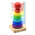 thumbnail image 2 of Pequeños bloques de construcción de madera con forma de torre de arcoíris de siete capas apilados con música para bebés, juguetes educativos para educación temprana, 2 of 6