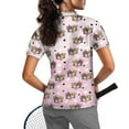 thumbnail image 2 of COEQINE Women 1/4 Zip Golf Shirts for Valentine's Day Lightweight 1/4 Zip Golf Polo Tops V Neck Soft Quick Dry Fit Sportswear Owl Pink Bow and Heart Print Tennis Activewear, L, 2 of 7