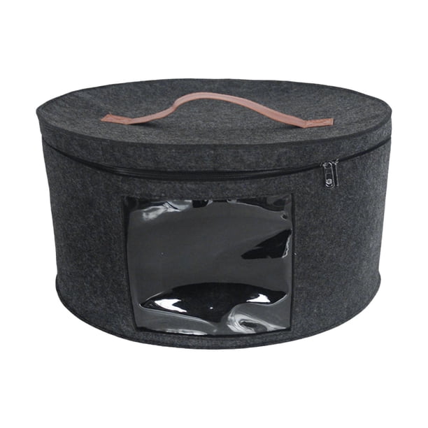 Caja de almacenamiento de fieltro para sombreros con tapa, contenedor de almacenamiento para dormitorio, a prueba de polvo, multiusos y duradero. Negro S