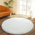 thumbnail image 2 of Junovo Round Fluffy Area Rugs For Kids Girls Princess Castle Plush Shaggy Carpet Cute Circle Nursery Rug For Kids Room Bedroom Living Room,4'x4',Cream White, 2 of 8