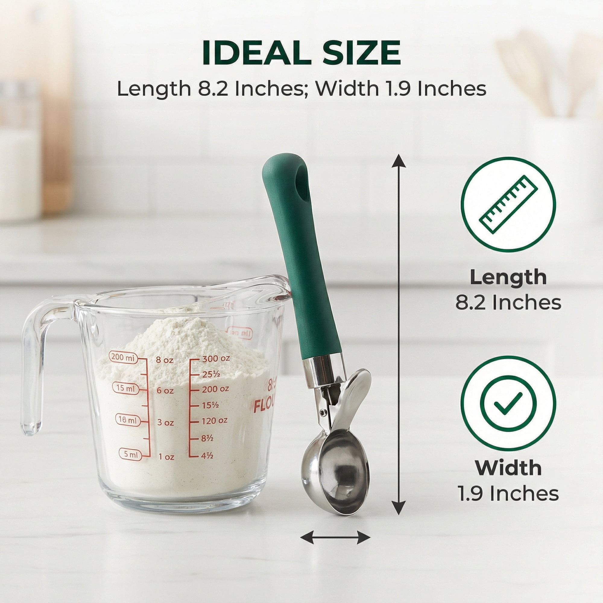 Unique Bargains Stainless Steel Ice Cream Scoop with Ergonomic Handle Dark Green