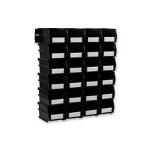 Triton Products 26 Pc Wall Storage Unit with 7-3/8 In. L x 4-1/8 In. W x 3 In. H Black Interlocking Poly Bins, 24 CT, Wall Mount Rails 8-3/4 In. L with Hardware, 2 Pk