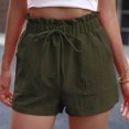 thumbnail image 6 of Kmdttou High-Waisted Yoga Shorts Summer New Solid Color Wood Ear Waist Pocket Casual on Clearance,Army Green L, 6 of 6