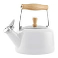 thumbnail image 2 of Chantal Enamel on Steel Sven Teakettle with Natural Wood, 1.4 quarts (Glossy White), 2 of 7