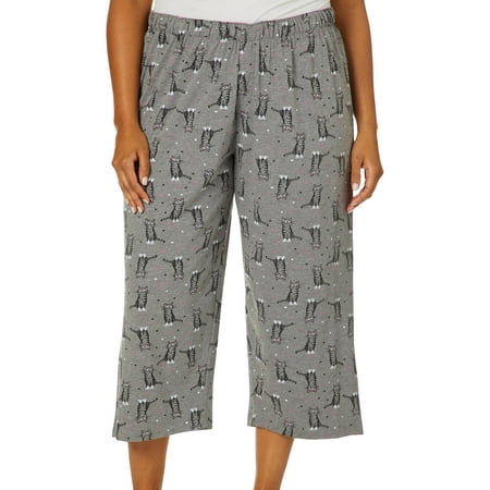 Hue Plus Kitty Print Capri Pajama Bottoms
