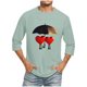 thumbnail image 1 of Camisas de Manga Larga para los Hombres Día de San Valentín Impresión Cuello Redondo Moda Casual, Mezcla de Poliéster de Lino de Algodón para Primavera Verano, 1 of 1