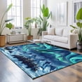 thumbnail image 3 of 3'x5' Area Rugs, Howling Wolf Indoor Outdoor Area Rug for Living Room Bedroom, Boho Sky Boho Navy Turquoise Snowy Rustic Washable Bathroom Rugs Kitchen Floor Carpet Mats Home Decor Aesthetic, 3 of 8