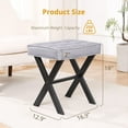 thumbnail image 2 of Vanity Stool, Square Linen Makeup Stool with Metal X Legs, Small Ottoman Stool Chair for Vanity, Modern Padded Vanity Seat Foot Rest Stool for Makeup Room, Living Room, Bathroom, Dark Gray, 2 of 9