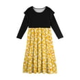 thumbnail image 5 of Abcomgle Girls Maxi Dresses 7-8 Casual Patchwork Ruffle Long Sleeve Girls Long Dresses Floral Print Crew Neck Sundresses Tiered Dresses with Pockets,9-10 Years Yellow, 5 of 5