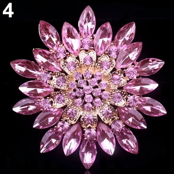 DESIGNICE Women Fashion Shiny Alloy Rhinestone Flower Wedding Bridal Bouquet Brooch Pin