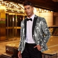 thumbnail image 4 of COOFANDY Men Sequin Blazer Jacket Slim Fit One Button Sport Coat Tuxedo with Pocket, 4 of 11