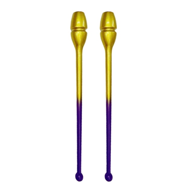2 mazas de gimnasia rítmica conectables, portátiles, accesorios de baile y gimnasia. Oro púrpura