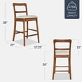 thumbnail image 2 of Best Choice Products Counter-Height Farmhouse Stools, Solid Wood  w/ Cushion & Backrest, Set of 2 - Chestnut/Cream, 2 of 8