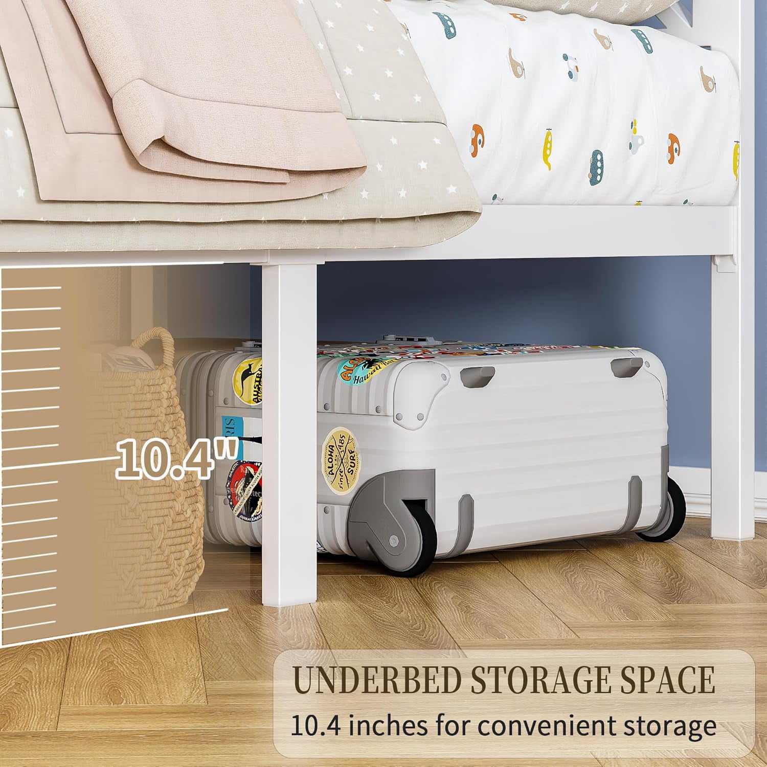 ChicZhiNest Twin Size Bed Frame with Wooden Storage Headboard & LED Lighting, USB Charging Station, Stable Metal Bed Frame, Noise Free Design, White