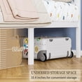 thumbnail image 5 of ChicZhiNest Twin Size Bed Frame with Wooden Storage Headboard & LED Lighting, USB Charging Station, Stable Metal Bed Frame, Noise Free Design, White, 5 of 8