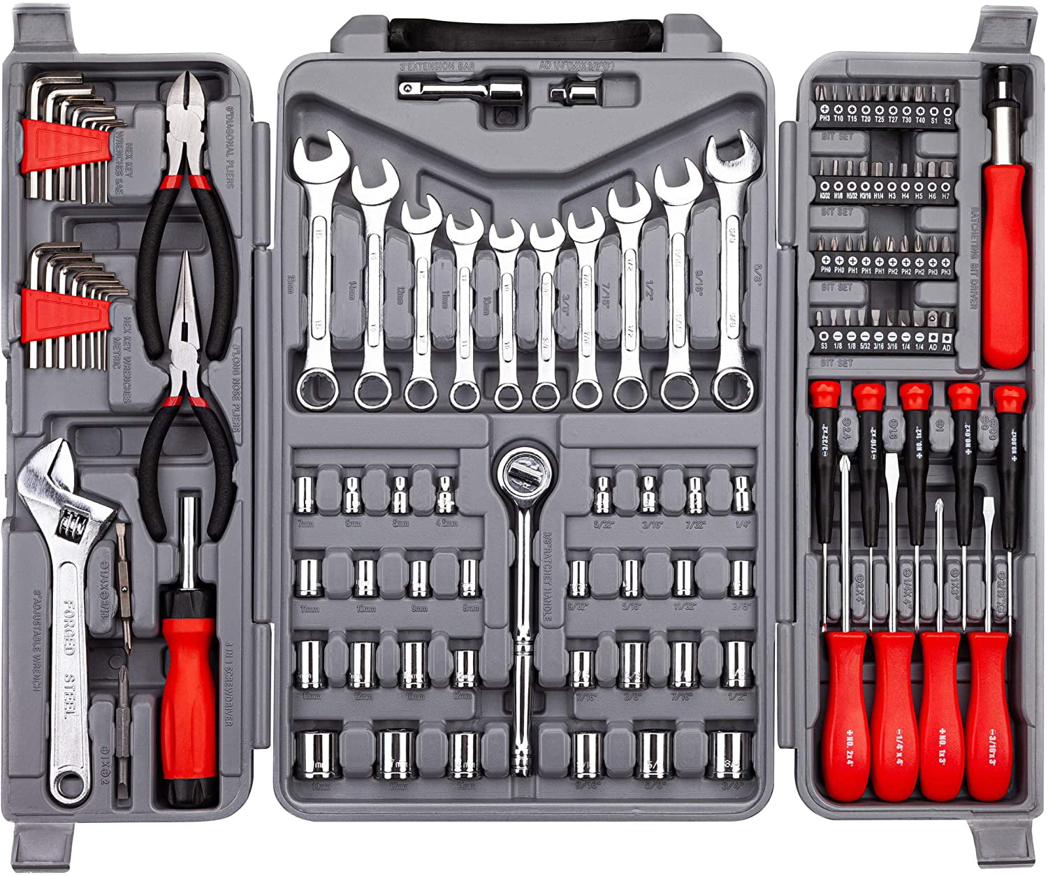 28 Pieces 1/4"D Socket Set Tools w/ Ratchet & Carry Case ToolBase