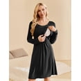 thumbnail image 3 of Ekouaer Women Maternity Nightgown Labor Delivery Nursing Gown Hospital Breastfeeding Dress Button Down Long Sleeve Sleepwear, 3 of 6